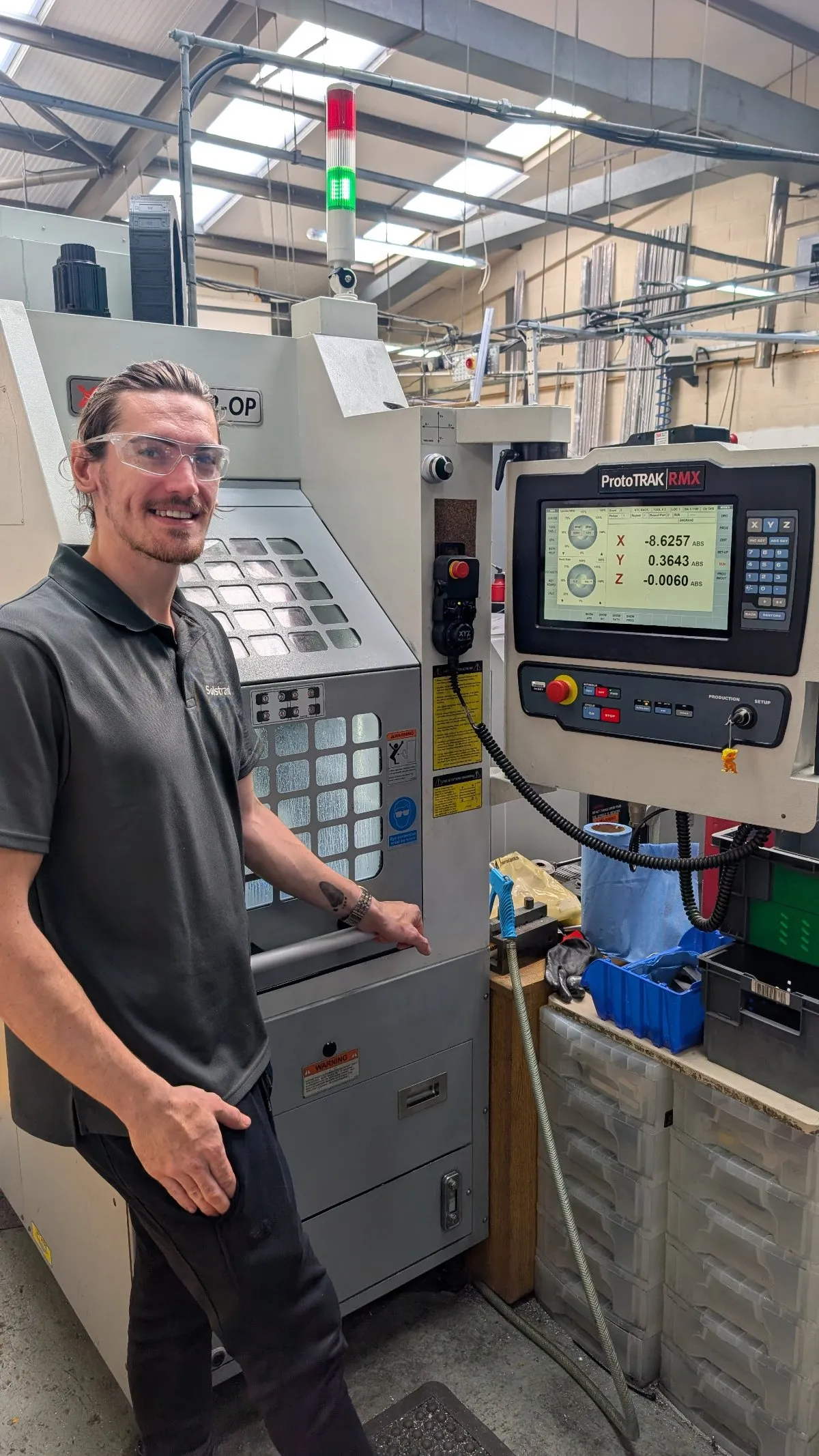 Solstrand machinist at an XYZ RMX CNC machining centre